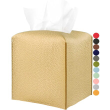 Porta-lenços quadrado em couro sintético - Porta-lenços estético em couro PU decorativo para banheiro e escritório.
