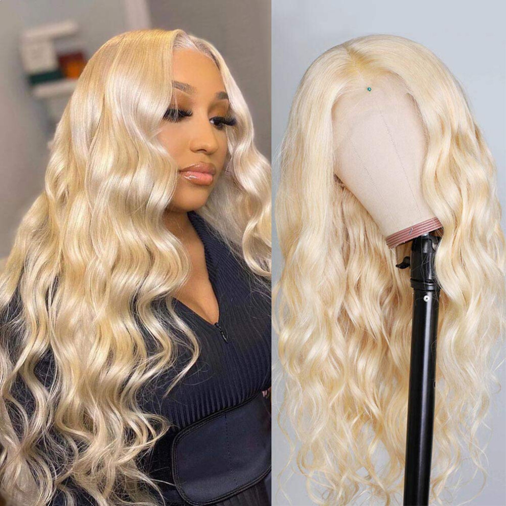 Unisex 30 Inch 613 Blonde Lace Front Wig Human Hair 13X4x1 Body Wave Pre Plucked Natural Hairline