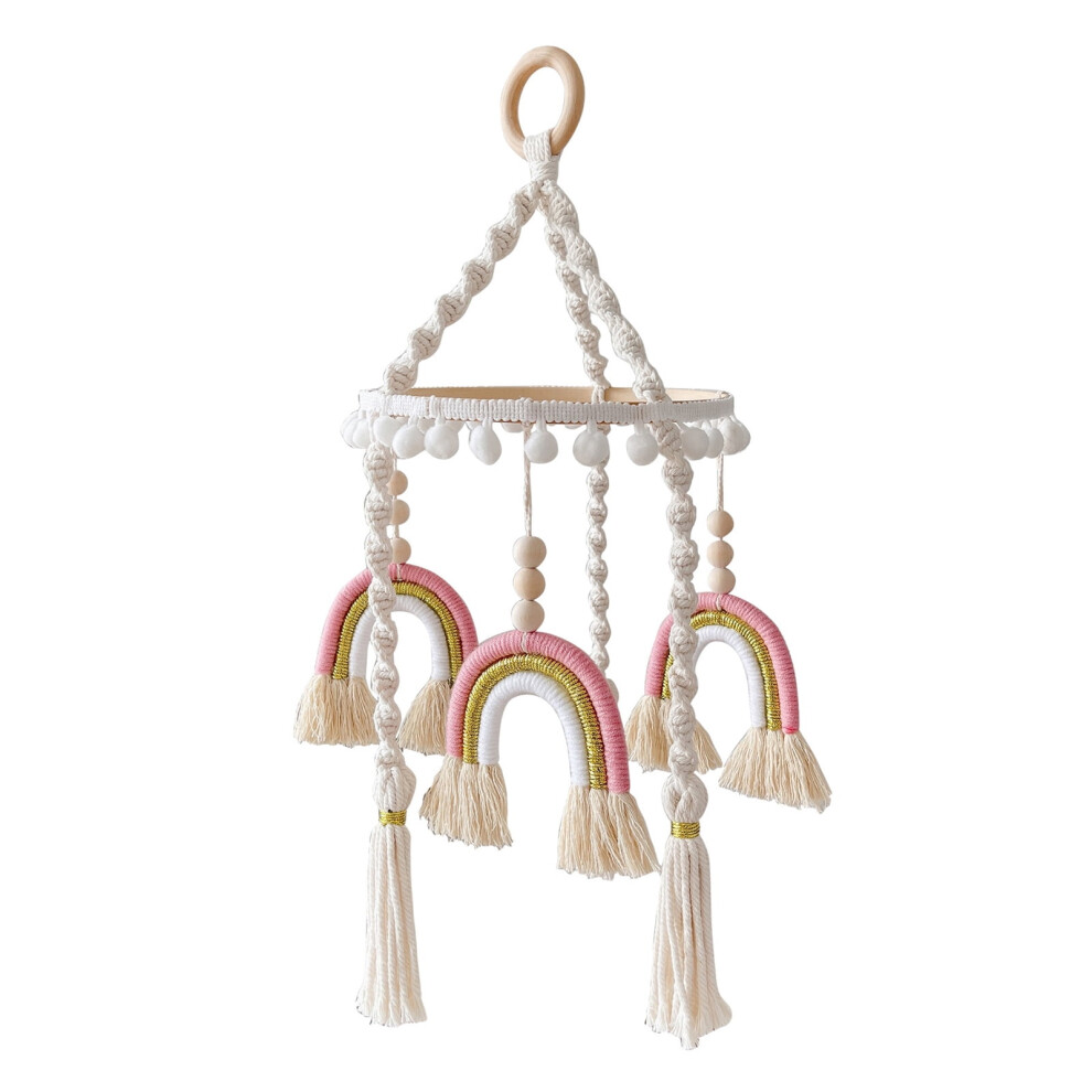 Rainbow Moon Baby Crib Nursery Mobile Wall Hanging Decor Baby Crib Mobile for Girls Ceiling Mobile Fiber Wall Art