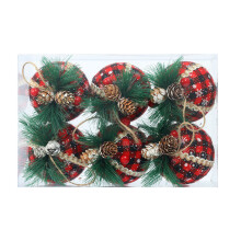 Cloth Wrapped Ball, Black White Red Plaid Ball, 6cm8cm Christmas Tree Hanging Christmas Foam Ball Decoration