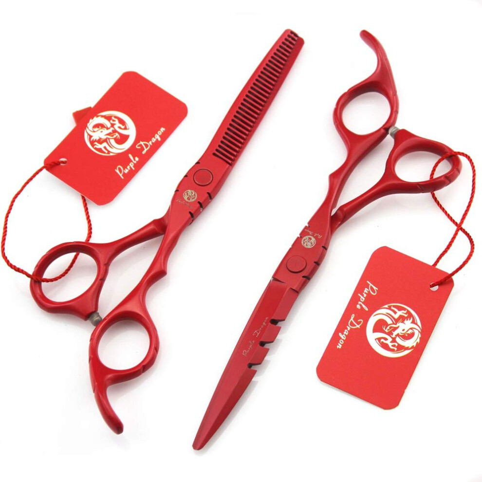 6.0 Inch Japanese Steel Hair Cutting Scissors Set with Thinning Shears and Ergonomic Design