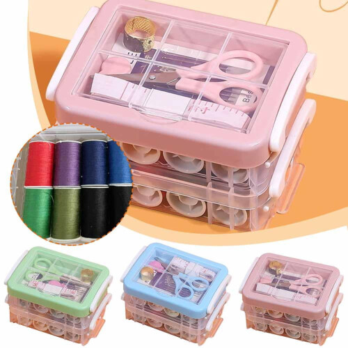 Sewing Kit Tool Storage Box Needle Thread Scissor Organizer Container U5C5 2
