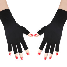 Black Fingerless UV Protection Gloves UPF50+ for Women Gel Manicures Outdoor Touchscreen