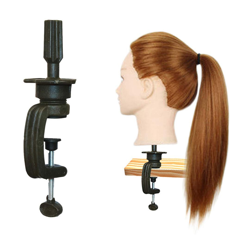 Unisex Black Mannequin Head Clamp Adjustable Stand With Pad For Hairdressing Training And Wig Holder