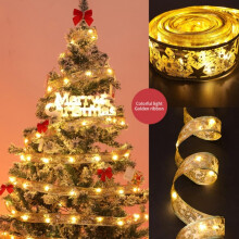Kerstverlichting met glinsterende linten, 4 meter lange LED-lichtslinger met 40 LED's, werkt op batterijen, waterdicht, voor kerstboom, raam en