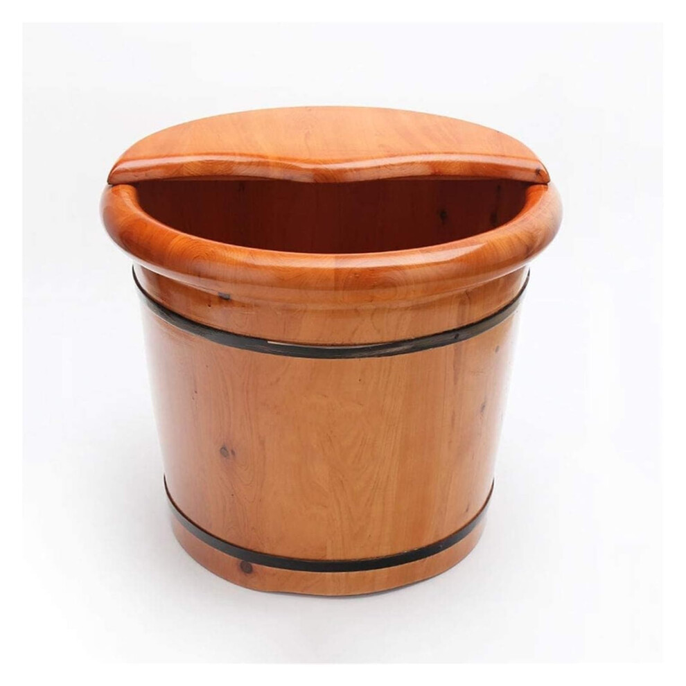 Wooden Foot Bath Tub with Heat Retention Cover and Massage Rollers, Large Cypress Spa Basin