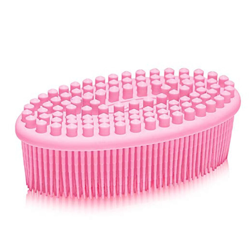 Pink Silicone Body Brush And Bath Back Scrubber With Gentle Bristles For Shower Massage Â