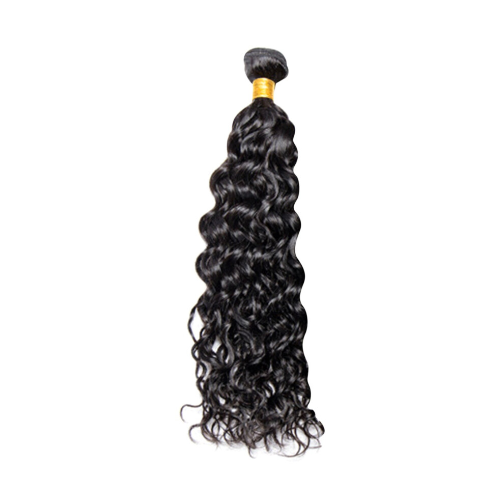 Unisex Black Xianxian Water Wave Bundles Brazilian Virgin Human Hair Hair Bundles Brazilian Hair Weave Bundles Natural Color Wavy Hair Ocean Weave