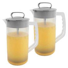 Pichet mélangeur Hariumiu 1/2 pièces 2000 ml avec couvercle, carafe à jus translucide, piston mélangeur manuel pour boissons, compatible avec le