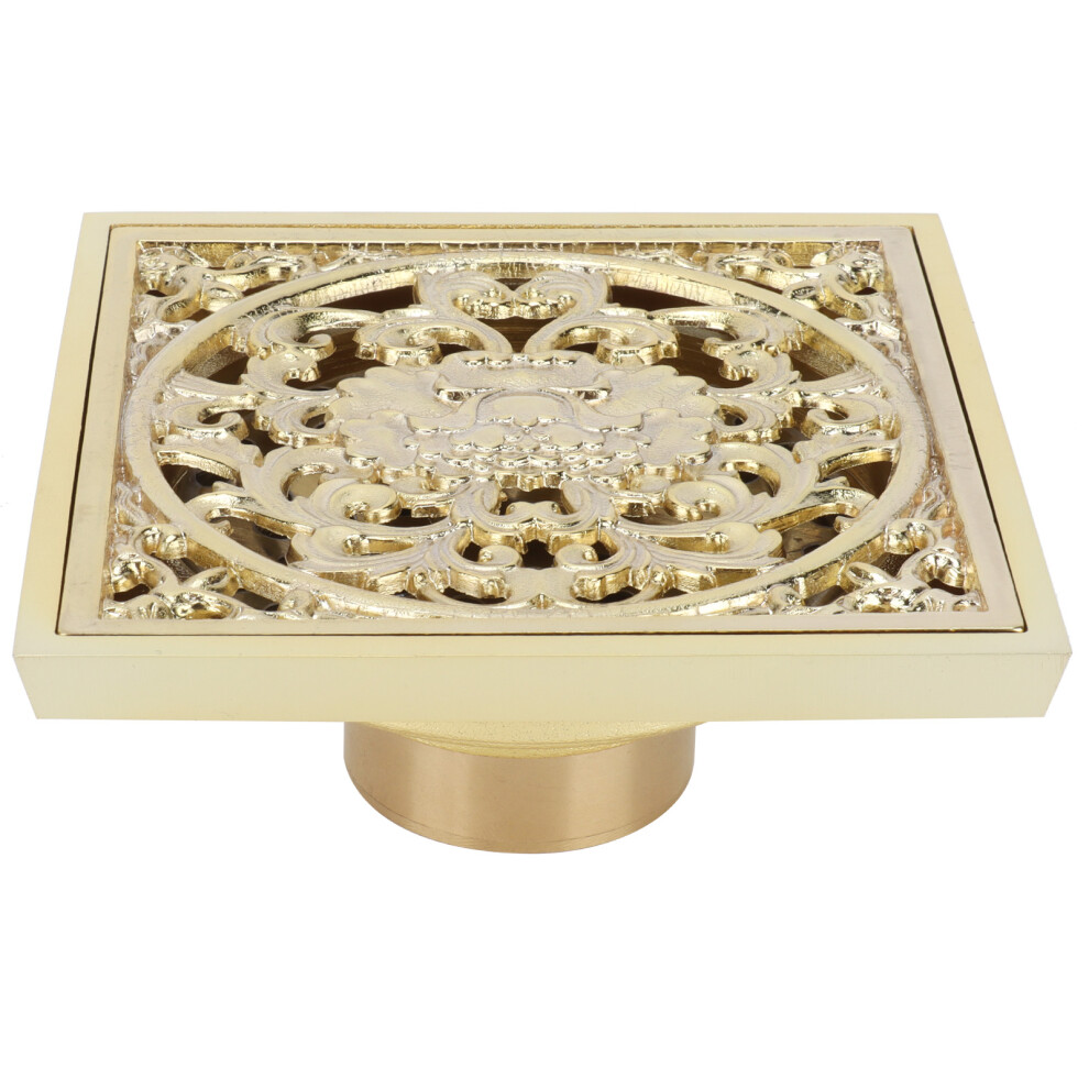 Floor Drain Solution, Copper Material Ensures Durability & Style For Any Bathroom Or Kitchen Area, 10X10cm Gold Copper Finish, Anti-Clogging & 9169997768377