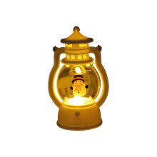 Muzikale sneeuwpop sneeuwbol kerstdecoratie retro LED-lamp vintage olielampvormig winterornament werkt op batterijen of USB met 6-uurs timer rood