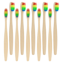 10PCS Soft Bristle Bamboo Toothbrushes Set, 17cm Multicolored for Adults