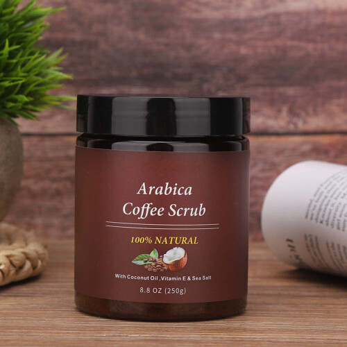 Scrub σώματος με καφεΐνη, λάδι καρύδας και βούτυρο καριτέ, φυσικό απολεπιστικό 2