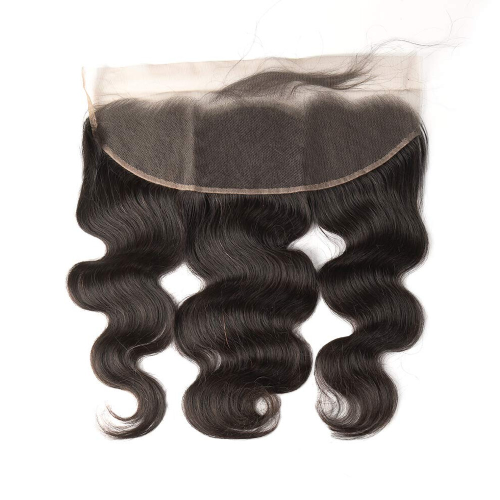 Unisex 13X4 Body Wave Lace Frontal Closure Brazilian Virgin Remy Hair With Baby Hair Natural Hairline 12'