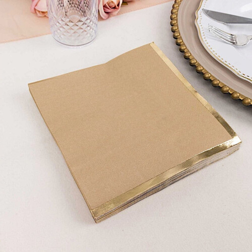 BalsaCircle50Παστέλ Χρυσό Trim2Ply Χαρτοπετσέτες για Δείπνο, Πάρτι, Εκδηλώσεις,