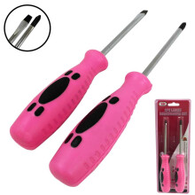 Set di 2 cacciaviti rosa da donna con punta a croce, a taglio e piatta, utensili domestici da donna