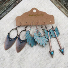 Pendientes colgantes étnicos vintage RSAMD para mujer, borlas bohemias, juego de 3 piezas, joyería de imitación envejecida-A