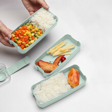 Maxiaoxia Stapelbare Bento Box, 3-in-1 Maaltijdvoorbereidingscontainer met Lepel & Vork, Lekvrije Herbruikbare Lunchbox voor Volwassenen & Kinderen
