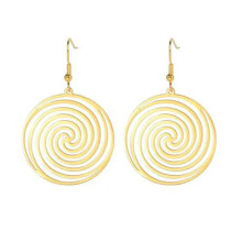 Orecchini pendenti a perno RSAMD con forma a spirale geometrica, cerchio grande e cavo, esagerazione - Oro