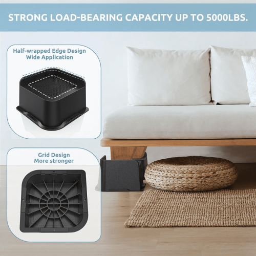 Elevadores de cama de 3 polegadas (7,6 cm), resistentes, com abertura de 4,8 x 4,8 polegadas (12,2 x 12,2 cm), pacote com 4 unidades. Elevadores para 2