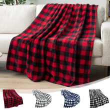 Yhmxh Fleece plaid voor op de bank, kerstdeken met buffelruitpatroon, zachte geruite flanellen deken, past bij de bankdecoratie, 102 x 127 cm