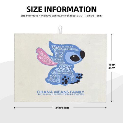 Πατάκι στεγνώματος πιάτων Stitch 24x18 ιντσών, απορροφητικό σουέτ με αντιολισθητική 2