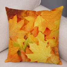 Kissenbezug aus Baumwollleinen, luxuriöser Büro- und Sofakissenbezug mit Herbstbaum-, Ahornblatt- und Blumenmuster, Heimdekor-Kissenbezug