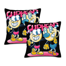 Funda de almohada Cuphead con estampado a doble cara, funda de cojín, sofá, dormitorio, coche, silla, decoración del hogar - 14*14