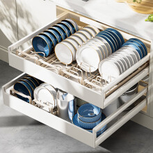 Organisateur de casseroles et poêles SUSUchens avec poignée, extensible, sans installation, beige, taille B