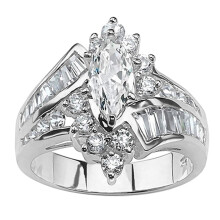 Inel de logodnă aniversar cu zirconiu cubic tăiat marquise pentru femei