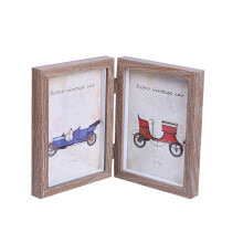 Eease 4x6 Inch Fashion Simple Wooden Picture Frame Double Photo Frame (Original Wood Color)