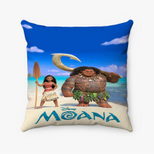 Taie d'oreiller personnalisée AIVO Disney Moana en polyester filé carré, coussin décoratif pour lit, canapé ou maison (pouces)