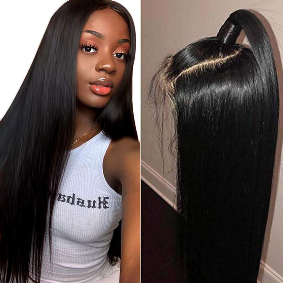 18 Inch Brazilian Human Hair Lace Front Wig Pre Plucked Hairline 150 Density for Black Women