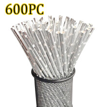 Pailles en papier (600 unités), double trou, jetables, emballées individuellement, compatibles avec le café – pour les fêtes, anniversaires,