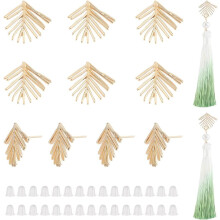 10 boucles d'oreilles géométriques en forme de feuille plaquées or 18 carats, avec 30 écrous pour la création de bijoux DIY.