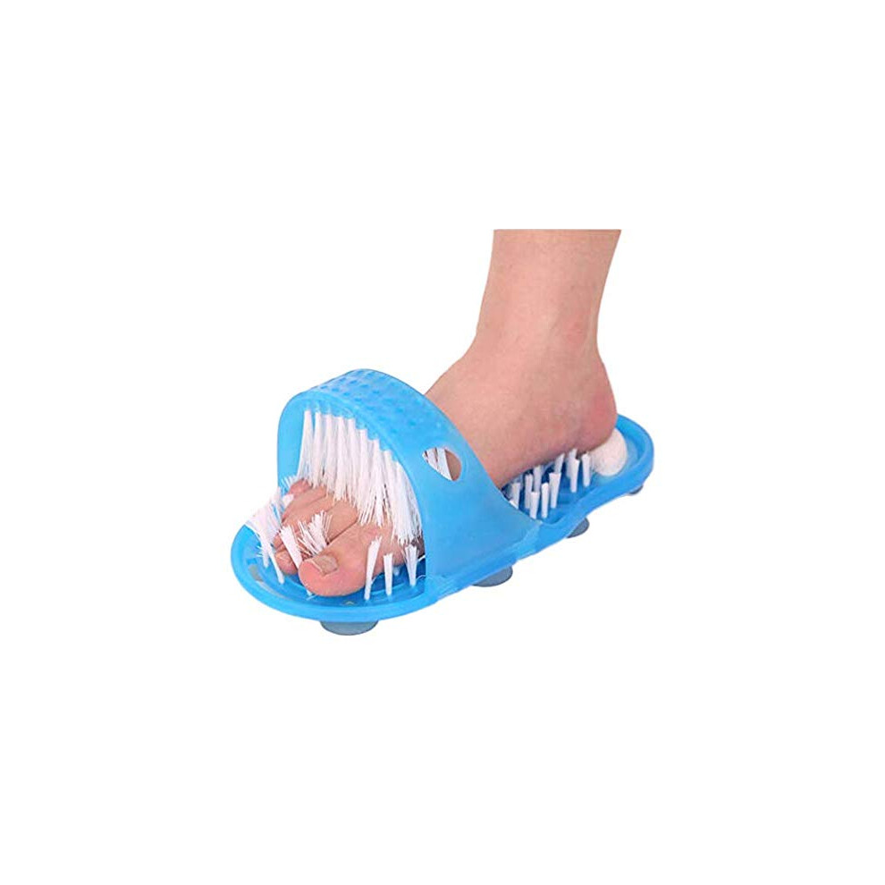 Shower Foot Scrubber with Pumice Stone and Soft Bristles, No Bend Design for Seniors, Suction Base