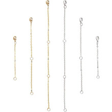Lot de 6 rallonges de collier (69-180 mm) avec fermoir mousqueton, en laiton doré, pour la création de bijoux, bracelets et chevilles.