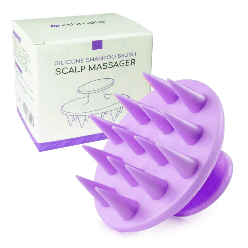 Purple Scalp Massager Shampoo Brush With Gentle Silicone Bristles For Deep Exfoliation And Scalp Care
