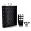 6 -Piece Black Leather Wrap Stainless Steel Hip Flask Set 2