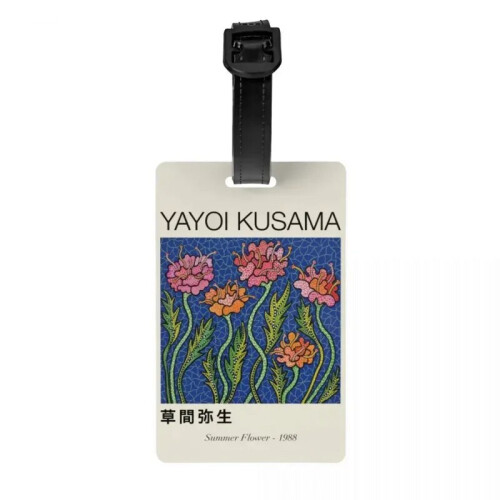 Ετικέτα αποσκευών Yayoi Kusama με αφηρημένο λουλούδι, προσαρμοσμένες ετικέτες 1