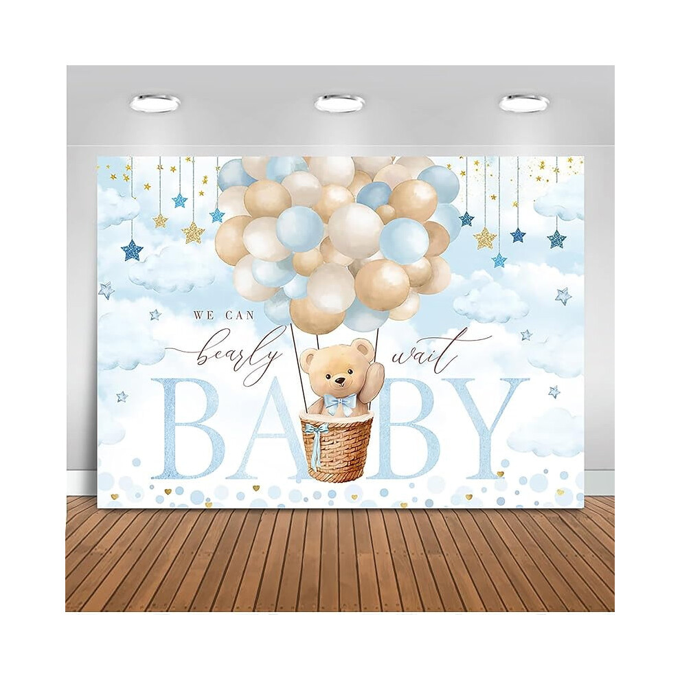 We Can Bearly Wait Hot Balloon Baby Shower Backdrop, Compatible With Cloud Bear Girl Party Decor & Photography Background Pink 9496895865342