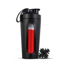 Shaker Bottles for Protein Mixes Stainless Steel Protein Shaker Not Stays Cold/Hot, Visible Window Metal Shaker Cups-B
