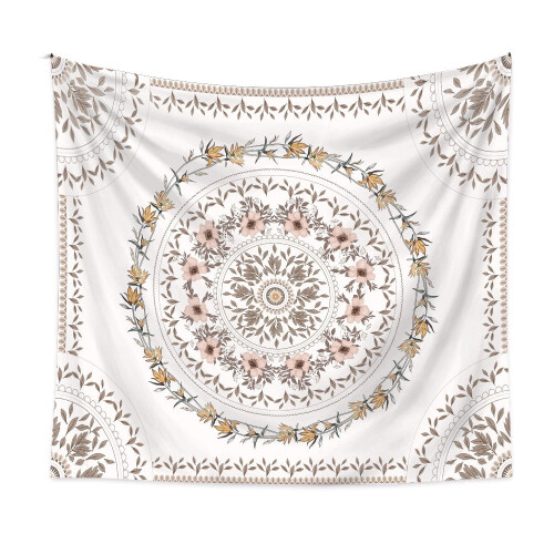 Ταπισερί τοίχου Boho 59"x39", Τέχνη με λουλούδια Mandala, Αισθητική διακόσμηση χίπηδων για 1