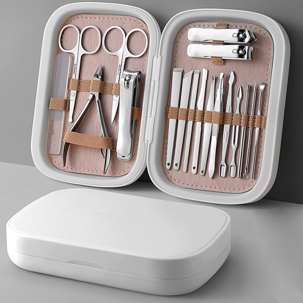 18 in 1 Stainless Steel Manicure Pedicure Set with Professional Nail Clippers and Travel Case