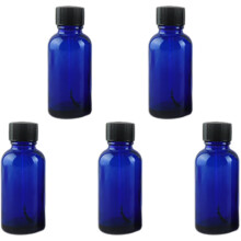 5 Pcs 5ml Blue Refillable Glass Nail Polish Bottles with Brush, Travel Size Leak Resistant