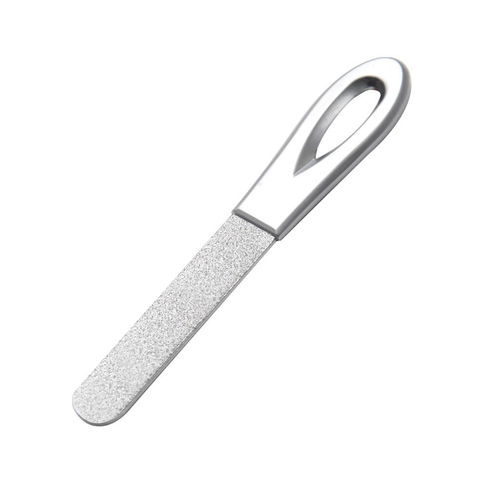 Double Sided Metal Nail File with VShaped Cuticle Trimmer Ergonomic Handle for Natural and Acrylic Nails