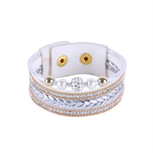 Charm Bracelet Boho Jewelry Crystal Bead Bracelet With Clasp Design Retro Mystery Charm Handmade Leather Wrap Multi Layer Bangle Adjustable Fit For Wo