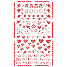 Décoration d'ongles autocollante minimaliste et abstraite, motif pailleté classique sur le thème de la Saint-Valentin pour un nail art métallique