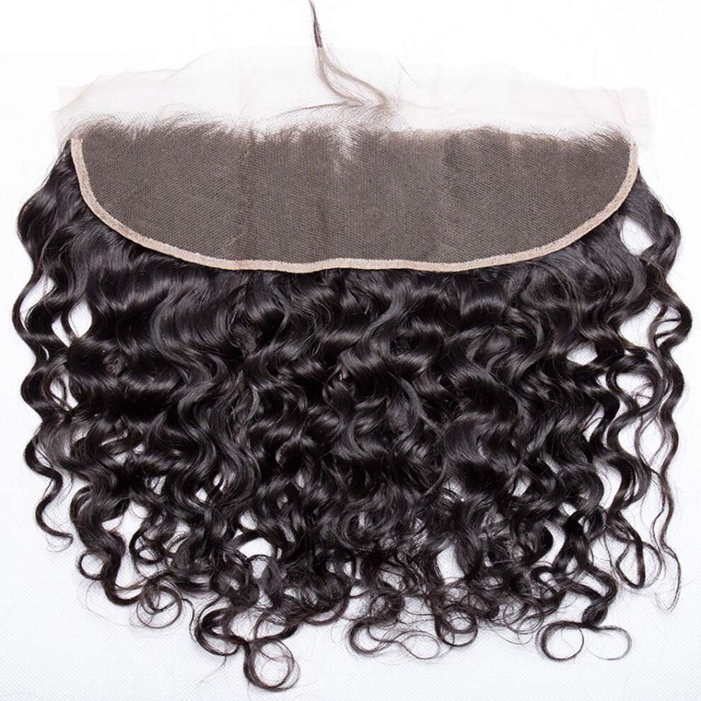Unisex Water Wave Lace Frontal 13X4 Brazilian Virgin Human Hair With Baby Hair Bleached Knots Natural Hairline