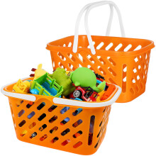 2pcs Portable Shopping Baskets Kids Play House Grocery Baskets Multipurpose Baskets Toys Storage Organizers